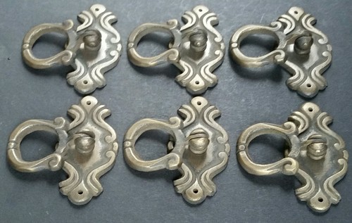 Set of 6 Ornate Victorian Antique Style Brass Ring Pull Handles 2-1//8/" #H16