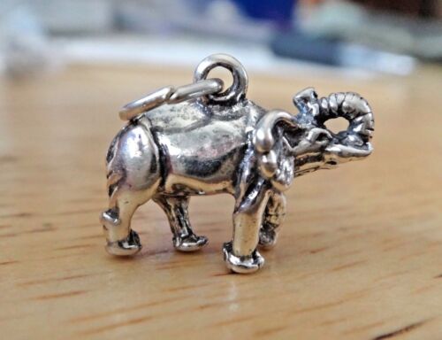 Sterling Silver 3D 11x15mm Elephant Zoo Animal Charm