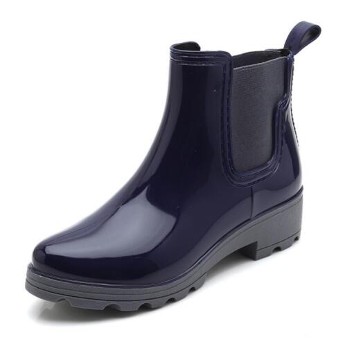 Ladies Womens Wellingtons Rain Shoes Low heel Chelsea Ankle Wellies Boots Size 