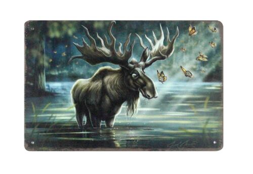 Details about  /  living room wall decor sets moose animal nature tin metal sign