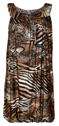 Donna Lustrini Floreale BUBBLE Orlo Svasato Swing Da Donna senza maniche canotta casual