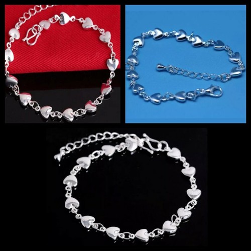 Damenarmband Silber Pl Anhänger Herze Schmuck Bettelarmband Neu
