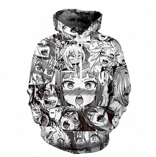 Ahegao Hoodie Herren Damen Sweats Kapuzenpullover Sweatershirt Anime Kunst Neu 