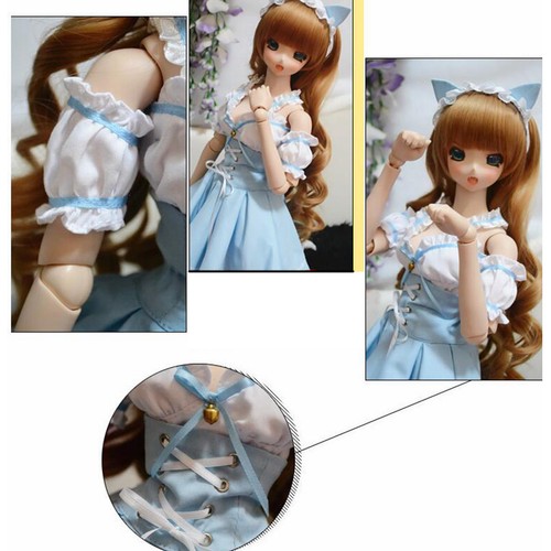 Clothing 1//4 MSD Dod Suit PF 129# Light Blue And White Cat Princess Dress
