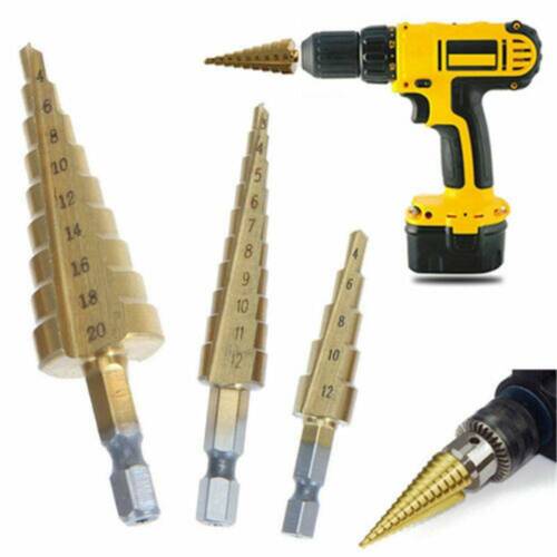 Hex Titanium Step Cone Drill Bit Hole Cutter 4-32MM HSS4241 For Sheet Metal Tool