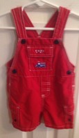 BOY'S OSHKOSH RED BIB OVERALL'S SHORTS SIZE 0-3 MONTHS 