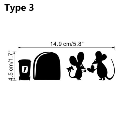 Mural Wall Stickers DIY Skirting Decal Cartoon Mousehole Black Mice Pattern 