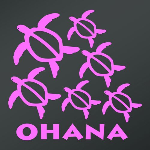 Ohana Hawaiian Sea Turtle Family With 4 Babies Decal Sticker6 by 5.8 Inches