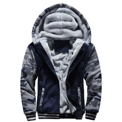 Details about  / Winter Warm Men/'s Camouflage Camo Fur Fleece Lined Zip Hoodie Jacket Hooded Coat