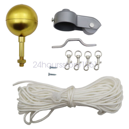 1pc Outdoor Flagpole Hardware Repair Kit 50 Ft Halyard Rope 4" Cleat Hook 