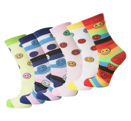 12 PAIRS Ladies Printed Socks Girls Cotton Rich Socks everyday socks UK 4-7