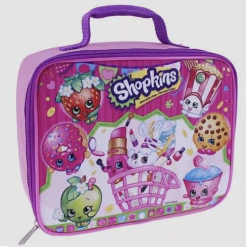 Shopkins Girls Insulated School Lunch Box Pink Party Basket NWT