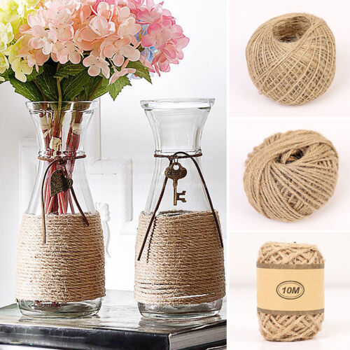 10/50/100m Jute Cord Burlap Rope Natural Twine String Crafts Decor 0.5/1.5/2mm 