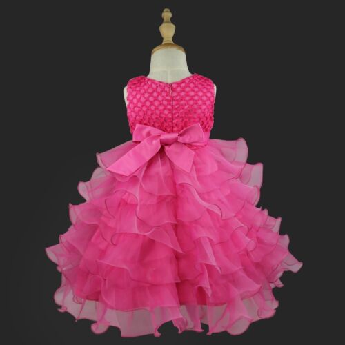 US Flower Girl Bow Tutu Dress Toddler Baby Princess Party Wedding Tulle Gown 