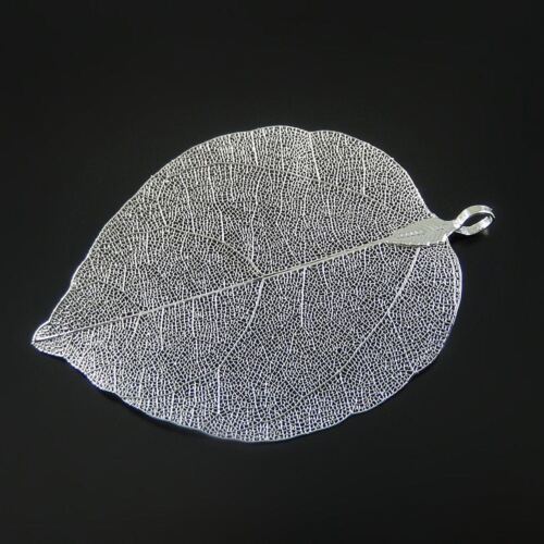 2 pcs Silver Tone Real Leaf Charms Necklace Pendant Jewelry Findings 80x41x1mm 
