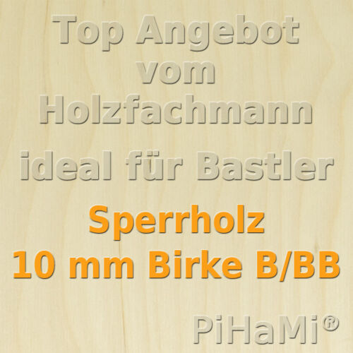 Sperrholz 27,71€//m² 10 mm Birke Sperrholzplatte Bastelholz 5 Platten 50 x 30 cm