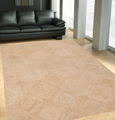 Extra Large Floor Rug Beige Modern Designer Jute Carpet 270x180 FREE DELIVERY