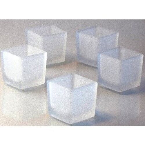 100 Frosted Glass 5cm Square event party wedding tealight candle holder BULK BUY