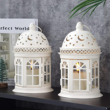 JHY DESIGN Set of 2 Decorative Candle Lanterns 21.5 Cm High Vintage Hanging Cand