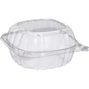 Pack of 100 Small Clear Plastic Hinged Food Container 6x6 for Sandwich Salad