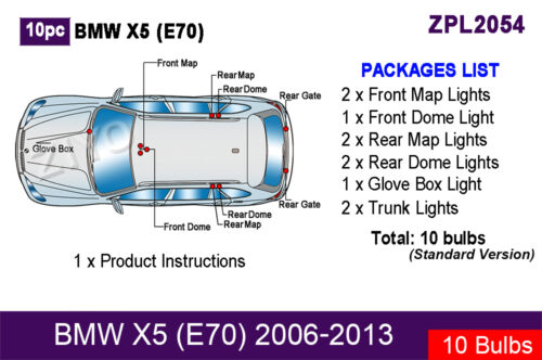 Deluxe Xenon White Reading Lamp LED Interior Light Kit For BMW X5 E70 Error Free