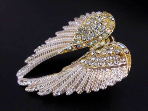 Lovely golden angel wing 5.5cm longue utilisation autriche cristal extensible anneau