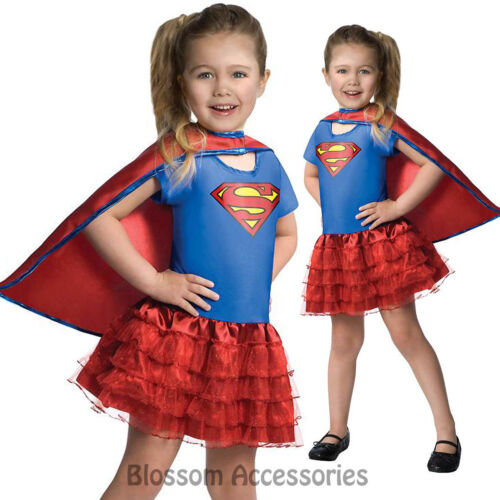 CK167 Supergirl Dress Up Tutu Superman Hero Fancy Dress Girl Toddler Costume 