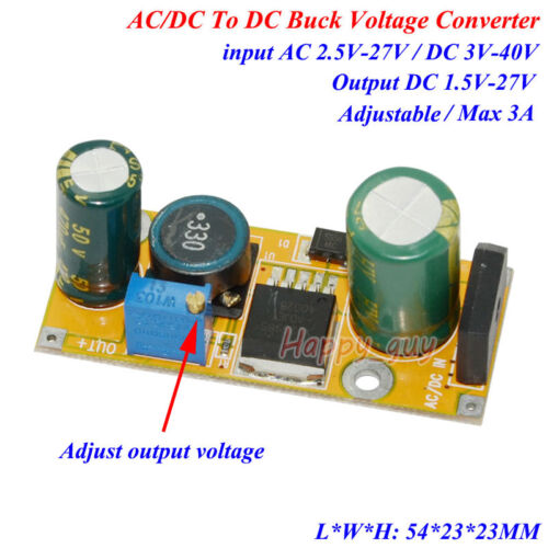 3A AC/DC to DC 5V 12V 24V Converter Adjustable Buck Step Down Voltage Regulator 