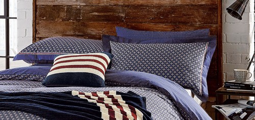 Navy Duvet Cover Set Geometric Motif or Spots Bedding Range BERKELEY