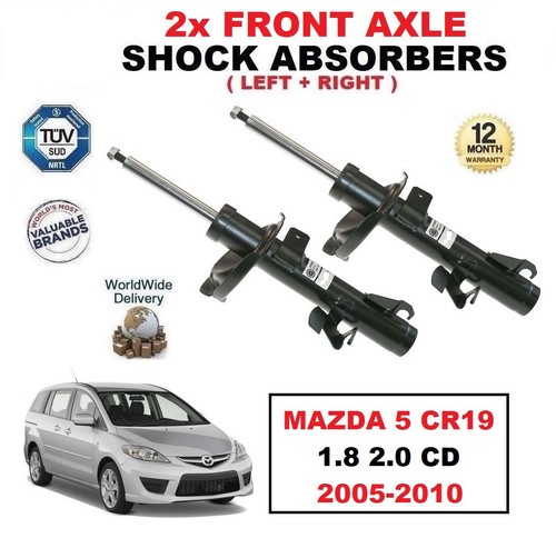2x FRONT AXLE LEFT RIGHT SHOCK ABSORBERS for MAZDA 5 CR19 1.8 2.0 CD 2005-2010