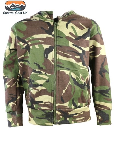 Kids-Felpa con cappuccio-DPM Mimetico Camoflague ANNO 5-6 Full Zip-ESERCITO-Foderato in Pile