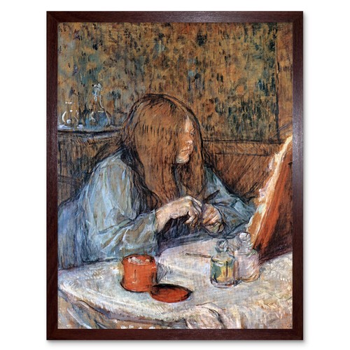 Details about / Toulouse-Lautrec Madame Poupoule Restroom Painting Art Print Framed 12x16