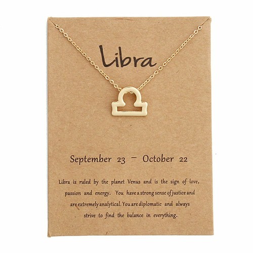 Gold plated 12 Zodiac Sign Gold Card Fashion Jewellery 12 Constellation Pendant Necklace For Women Birthday Gifts