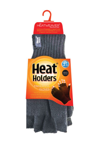Mens Thick Winter Warm 2.3 TOG Knitted Thermal Fingerless Gloves Heat Holders 