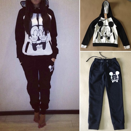 2Pcs Women Tracksuit Hoodie Sweatshirt Tops Pants Set Casual Jogging Sports Suit