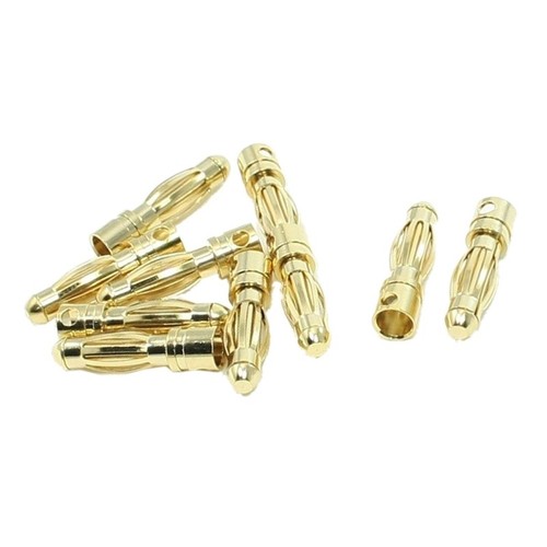 R8B7 10PCS Gold Tone 4mm Male Banana Plug Bullet Connector Replacements BT