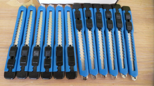 12 er Pack Storch Cuttermesser 9 mm Abbrechklingen blau m Metallführung