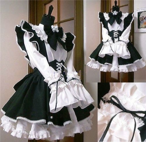 Women Costume Waitress Cosplay Maid Ruffle Lolita Gothic Women Fancy Dress fq