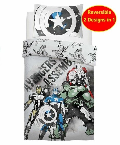 MARVEL AVENGERS ASSEMBLE SINGLE DUVET COVER BEDDING SET FOR BOYS