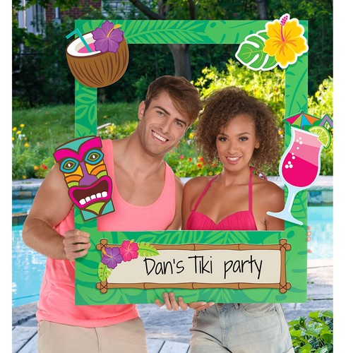 Hawaiian Luau Tiki Bar Pool Custom Party Photo Frame Prop Selfie Personalise Fun
