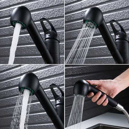 Ausziehbar Küchenarmatur Wasserhahn Küche Spültischarmatur mit Brause Schwarz