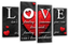 LOVE QUOTE WALL ART PICTURE BLACK GREY RED HOME HEART CANVAS SPLIT PANEL 112 cm