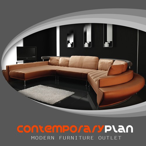 Burnt Orange Curved Chaise Leather Modern Sofa Contemporary Design Taupe NEW