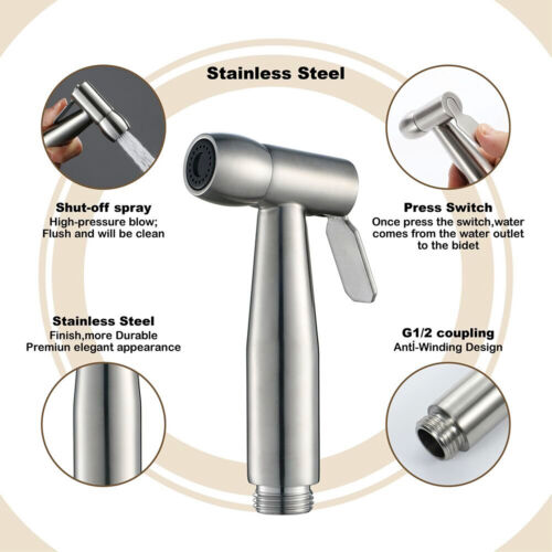Premium Lavatory Stainless Steel Shattaf Sprayer Diaper Bidet Toilet Accessories 
