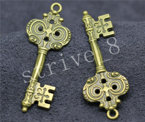 3/10/50pcs Antique Silver Beautiful Owl Key Craft Jewelry Charms Pendant 51x20mm 