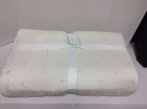 Pottery Barn Jersey Silk Comforter Bed Quilt KING CAL 2 shams tufted IVORY NIP