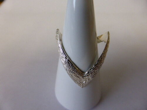 STERLING SILVER DOUBLE WISHBONE RING BARK EFFECT