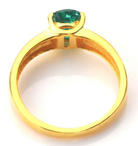 14KT Solid Yellow Gold Oval Shape 1.10CT Natural Green Emerald Anniversary Ring