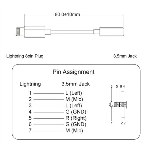 3,5mm Audio 0,13 m für iPads//iPhones mit Lightning Buchse Adapter Lightning