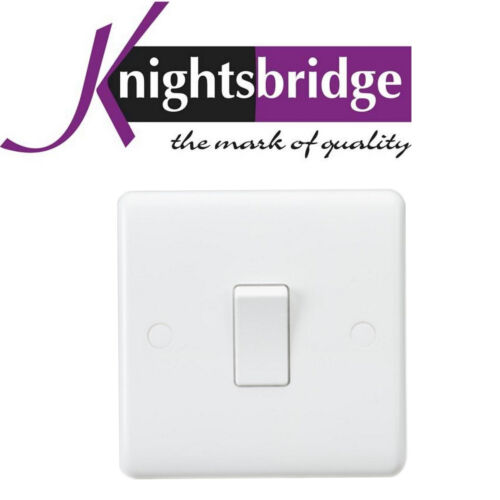 Knightsbridge 1 Vías Interruptor De Luz Blanca Slim Blanco 10 Amp 1 Gang eléctrico de pared
